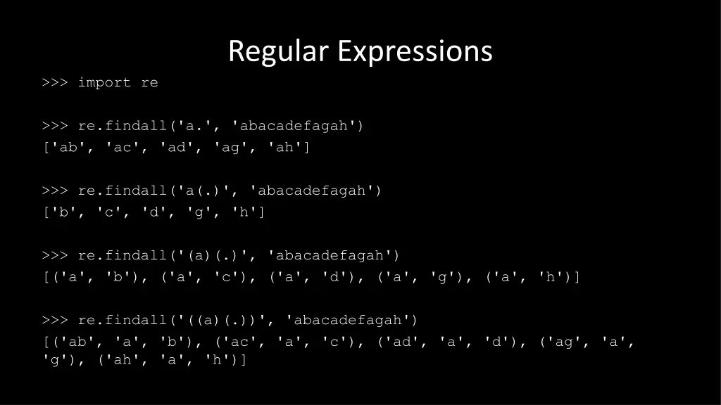 regular expressions 27