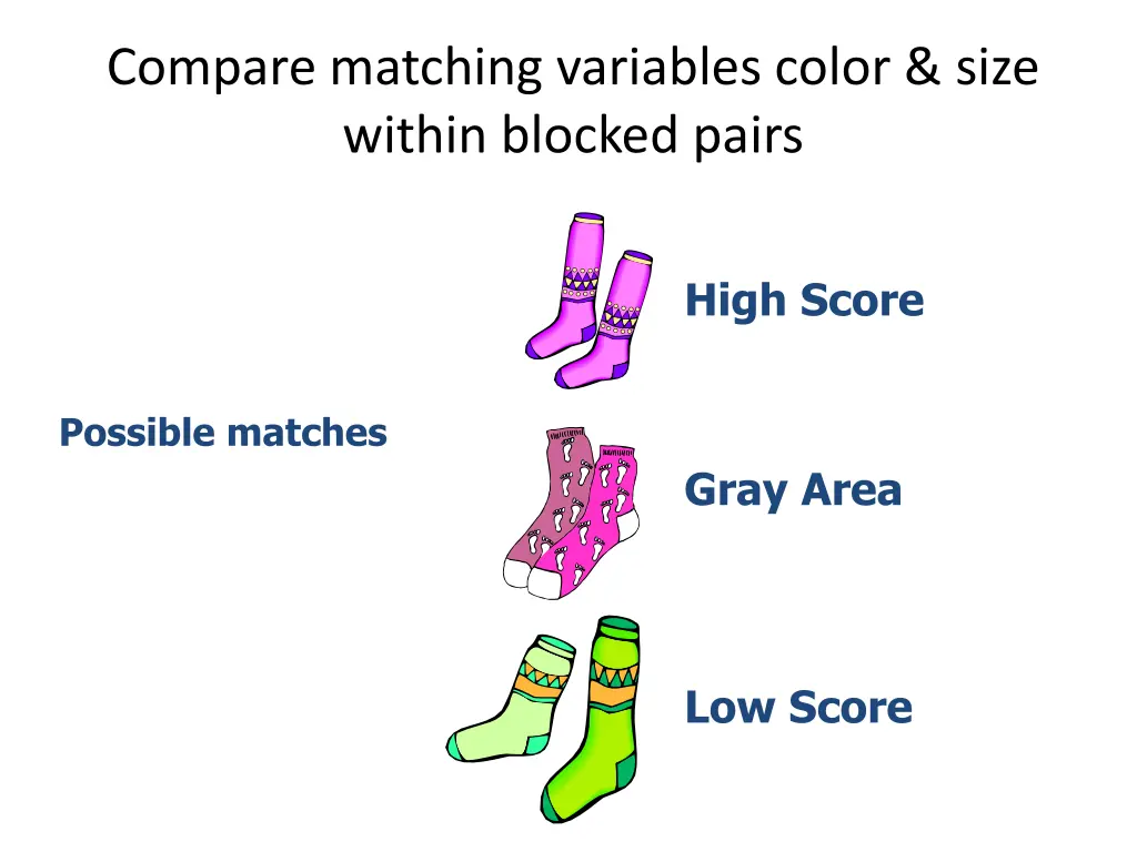 compare matching variables color size within