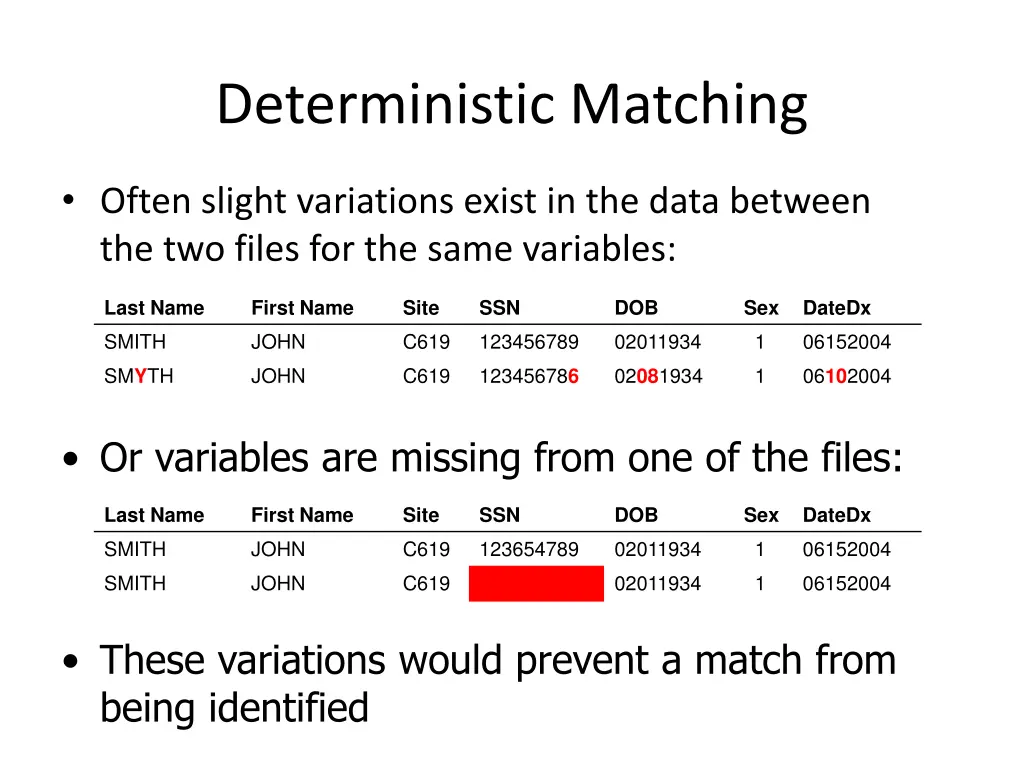 deterministic matching 1