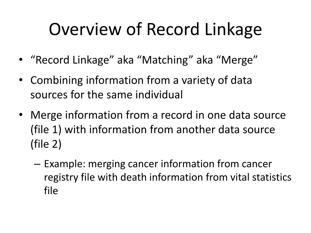 overview of record linkage