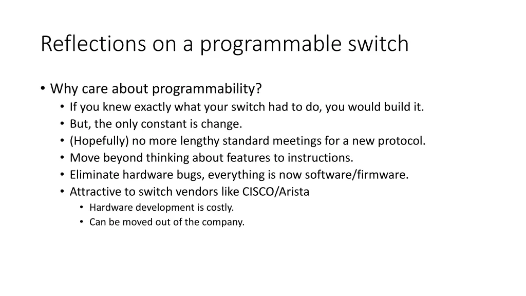 reflections on a programmable switch