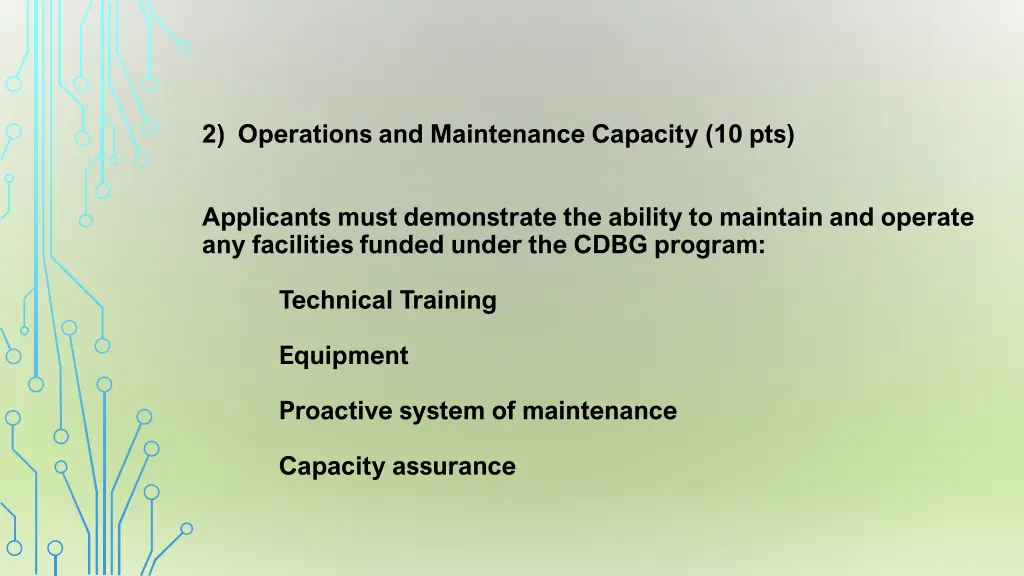 2 operations and maintenance capacity 10 pts