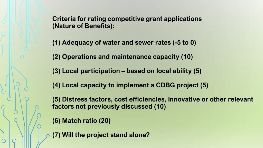 criteria for rating competitive grant