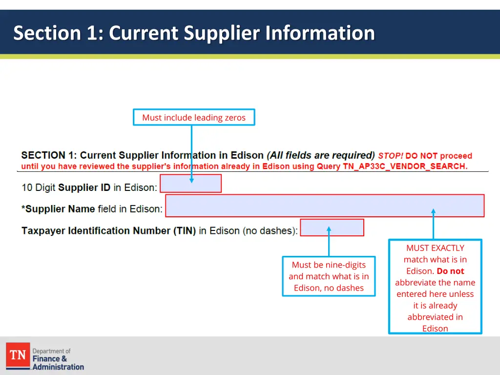 section 1 current supplier information 1