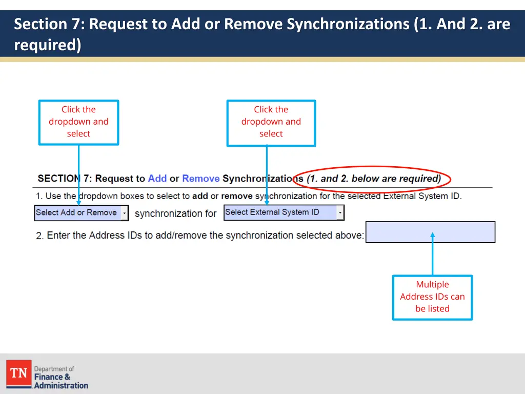 section 7 request to add or remove