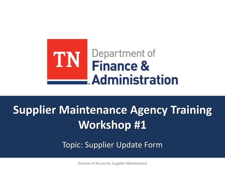 supplier maintenance agency training workshop 1