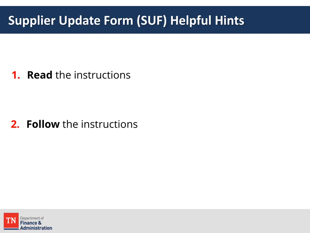 supplier update form suf helpful hints