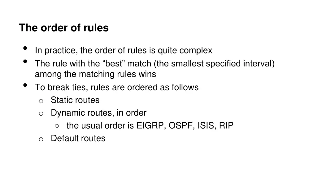 the order of rules in practice the order of rules