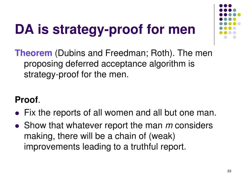 da is strategy proof for men