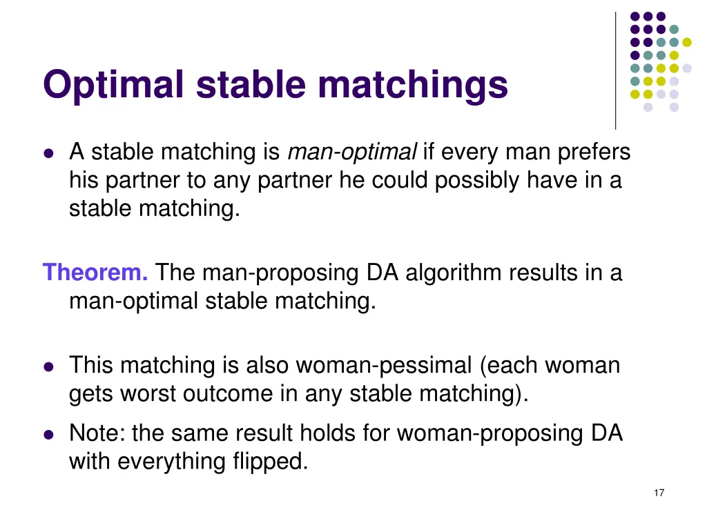 optimal stable matchings