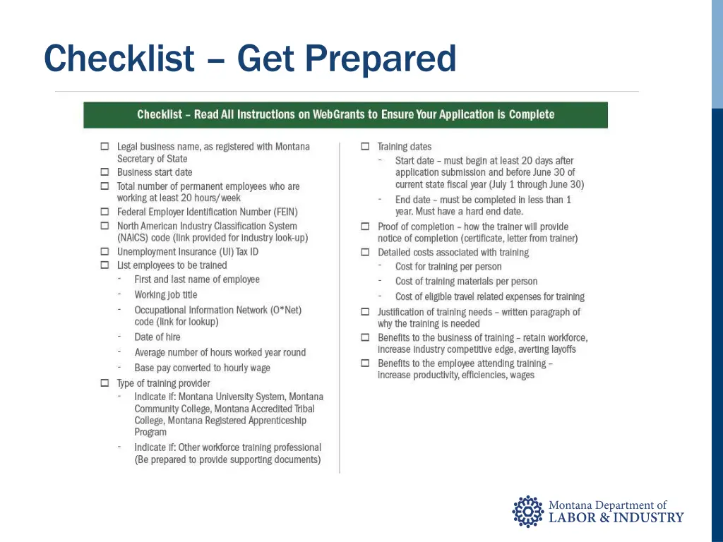 checklist get prepared