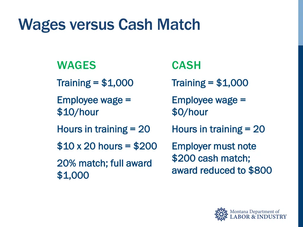 wages versus cash match