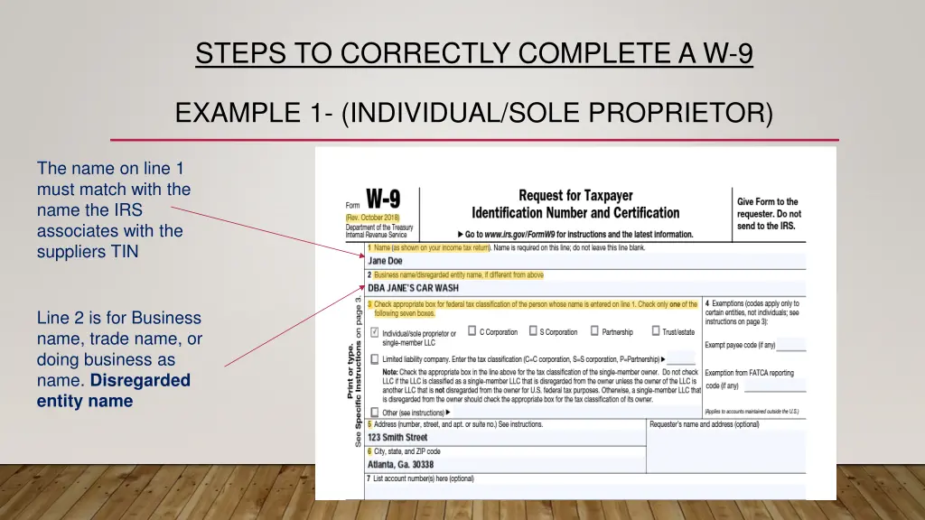 steps to correctly complete a w 9