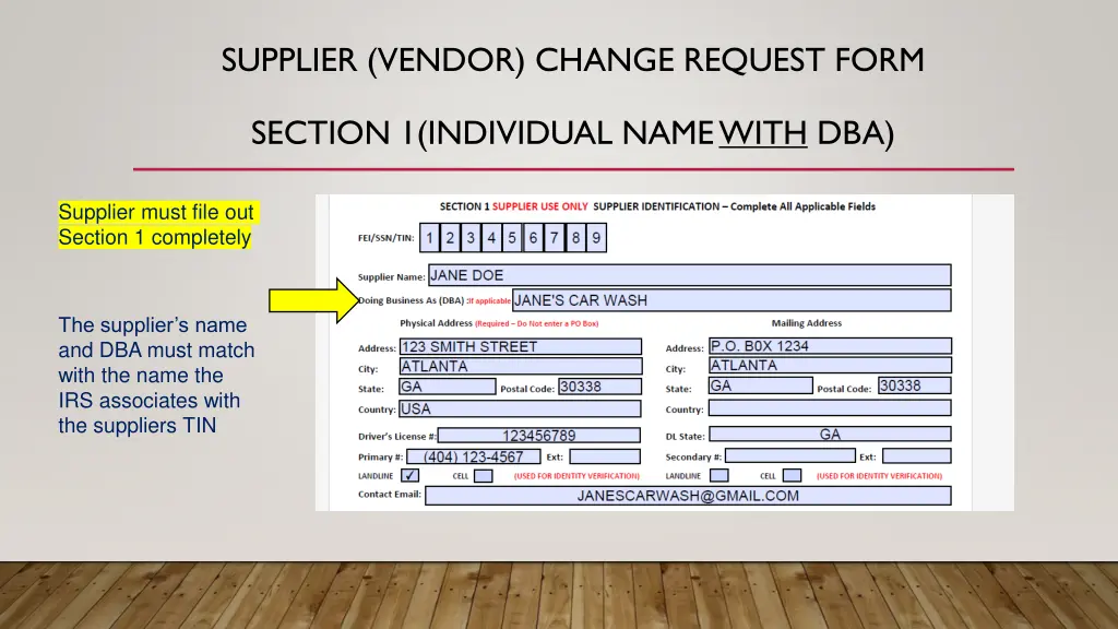 supplier vendor change request form