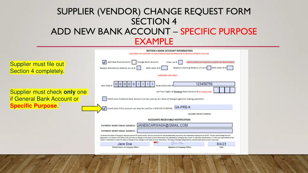 supplier vendor change request form section 1