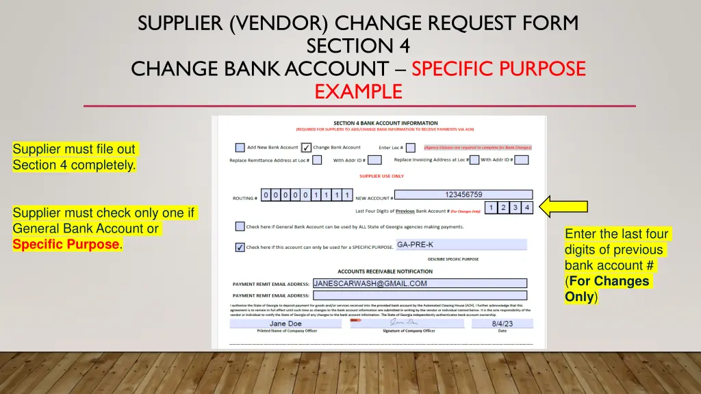 supplier vendor change request form section 2