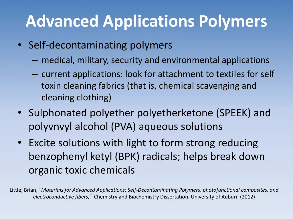 advanced applications polymers