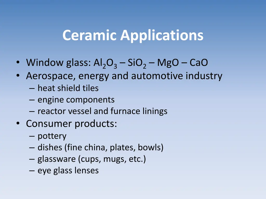 ceramic applications