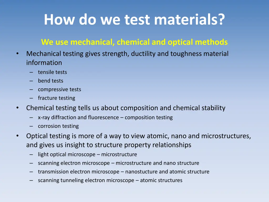 how do we test materials