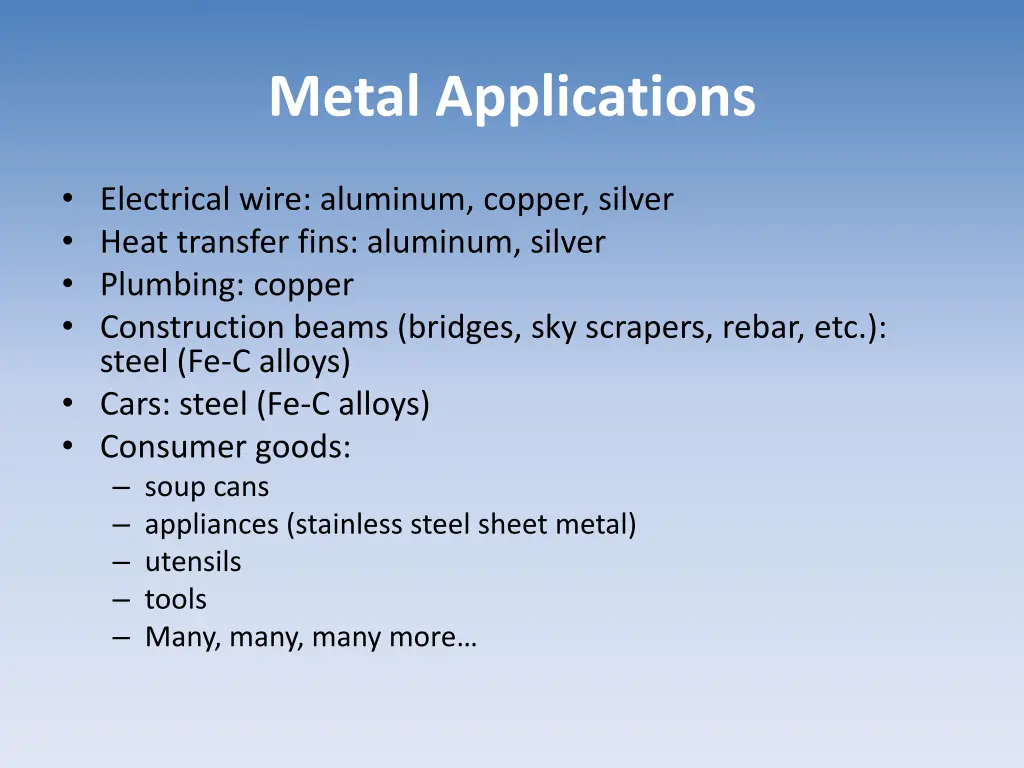 metal applications