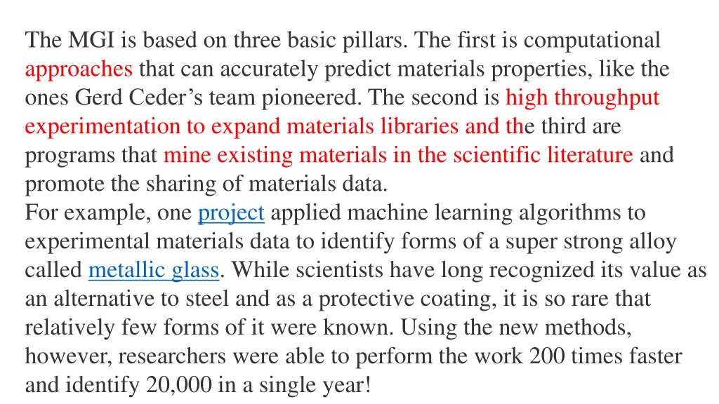 the mgi is based on three basic pillars the first