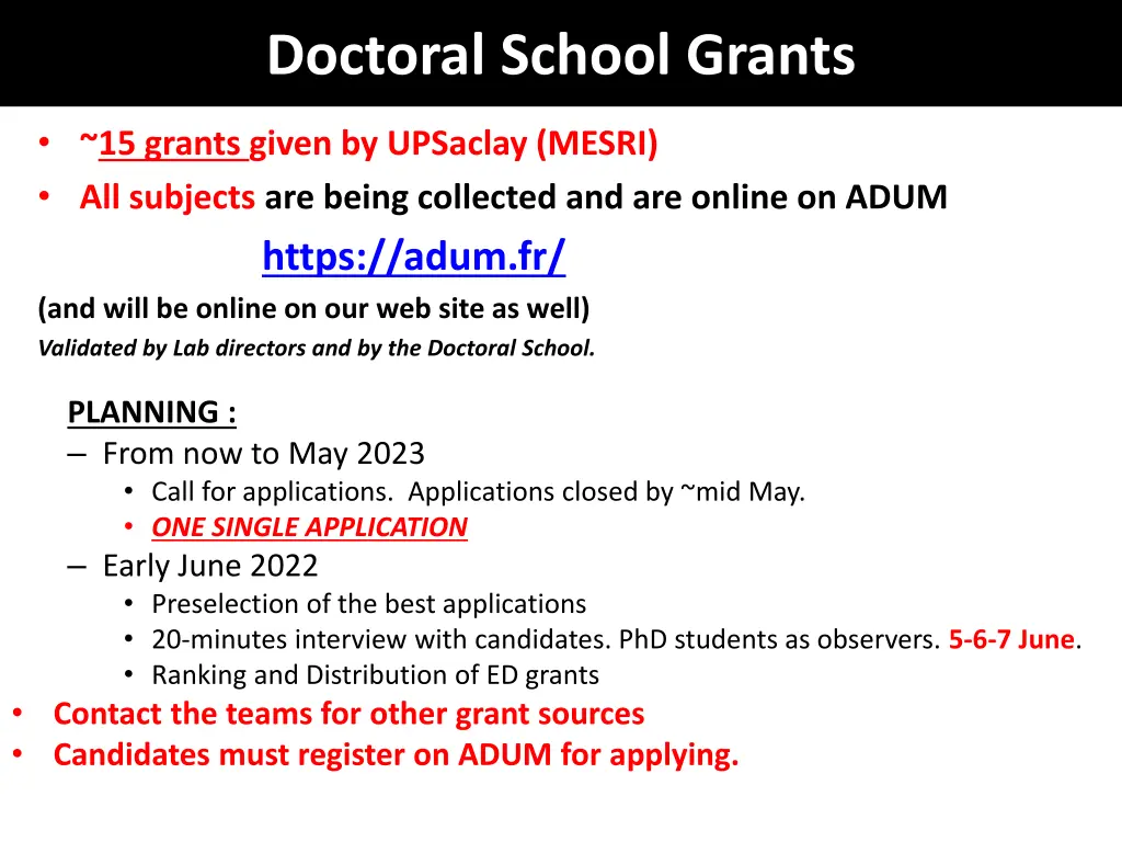 doctoral school grants