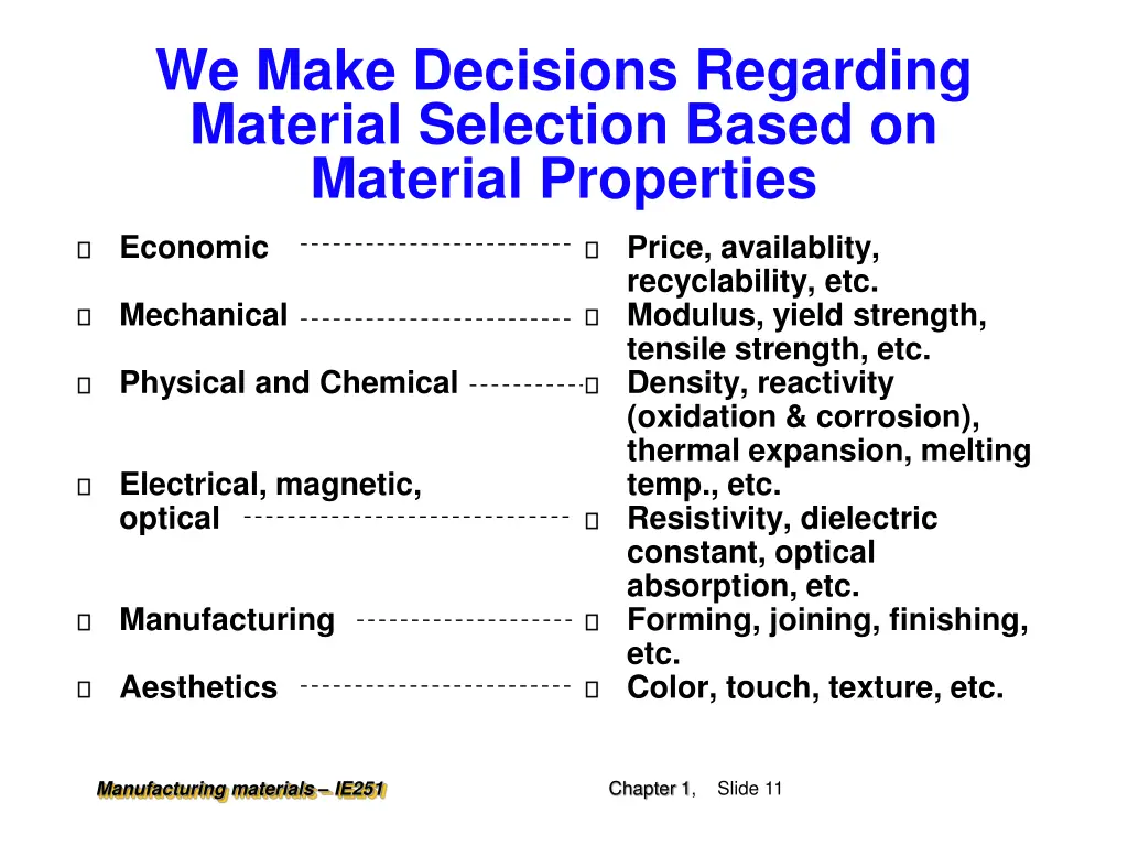 we make decisions regarding material selection