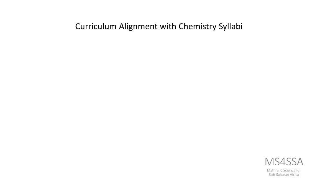 curriculum alignment with chemistry syllabi