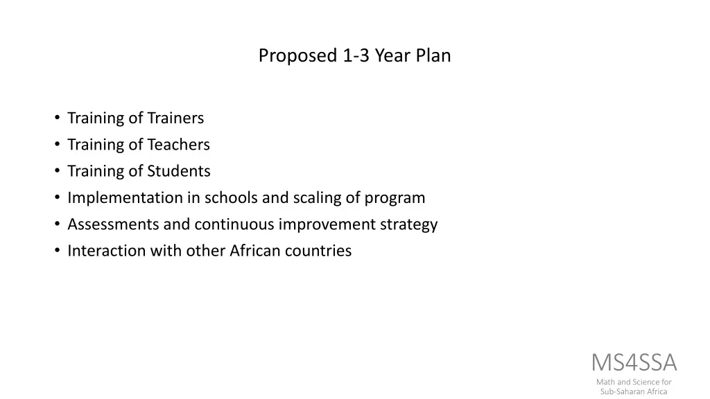 proposed 1 3 year plan