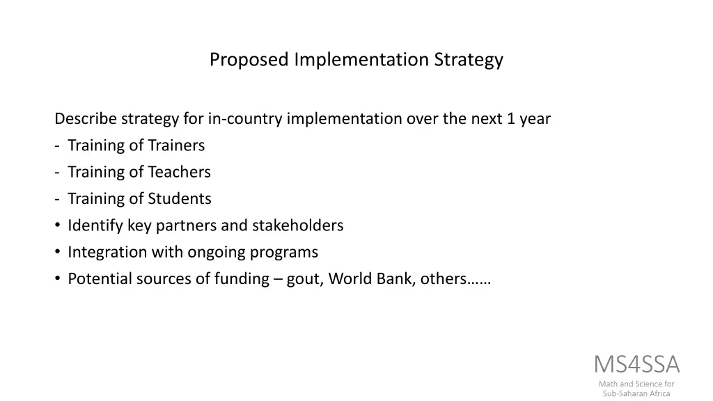 proposed implementation strategy