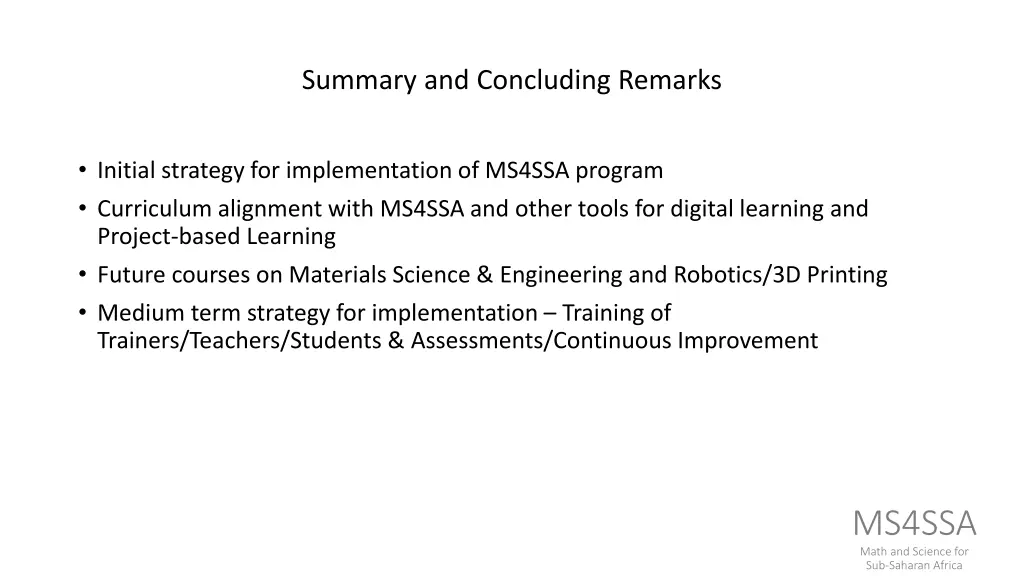 summary and concluding remarks