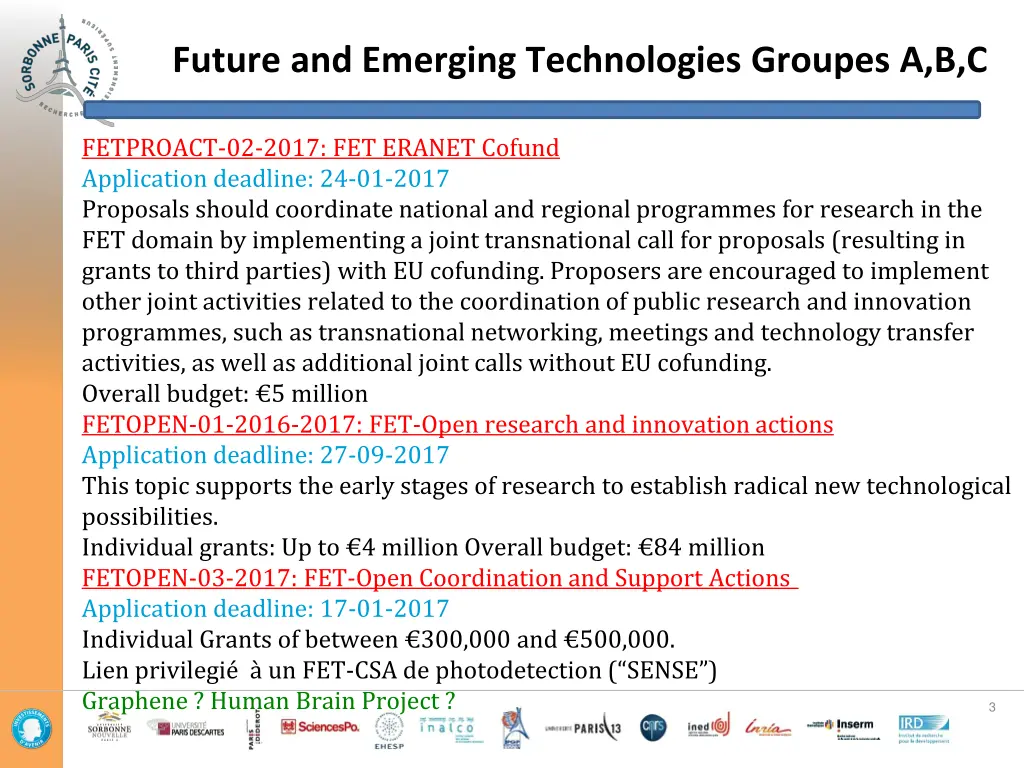 future and emerging technologies groupes a b c