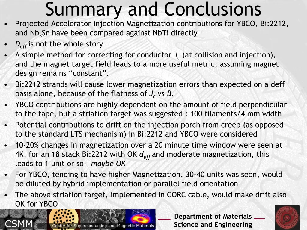 summary and conclusions projected accelerator