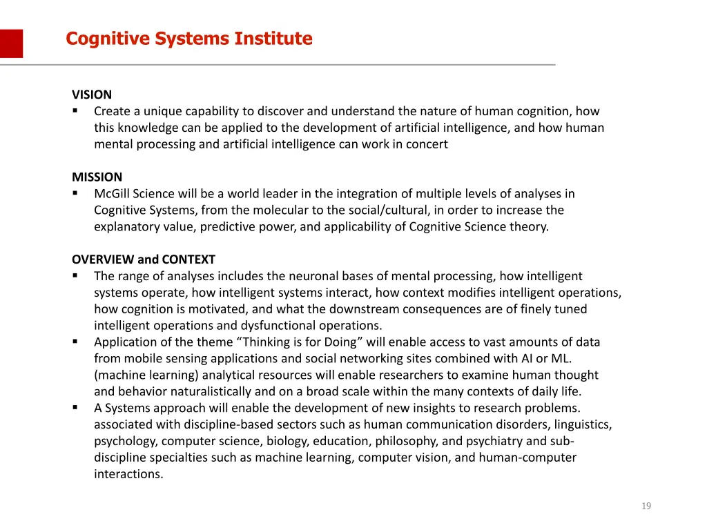 cognitive systems institute