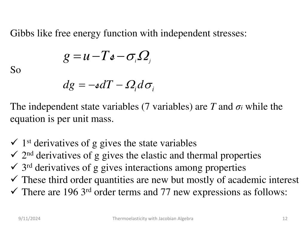 gibbs like free energy function with independent