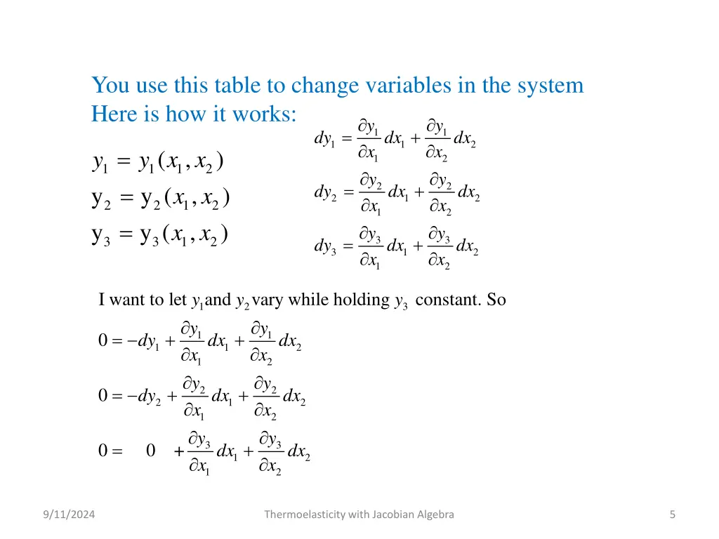 you use this table to change variables