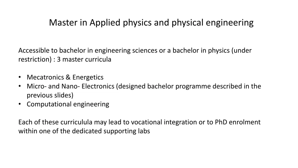 master in applied physics and physical engineering