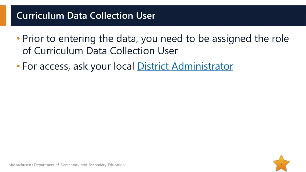 curriculum data collection user