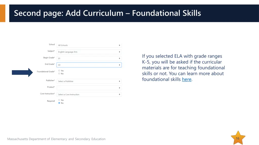 second page add curriculum foundational skills