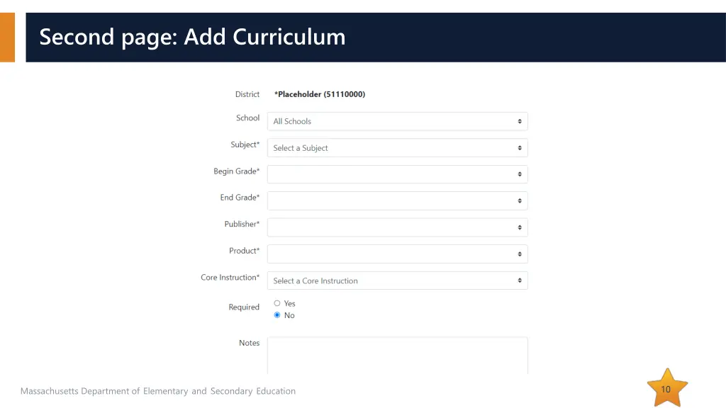 second page add curriculum