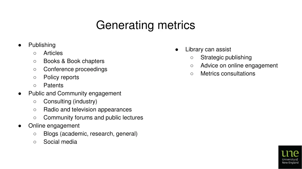 generating metrics