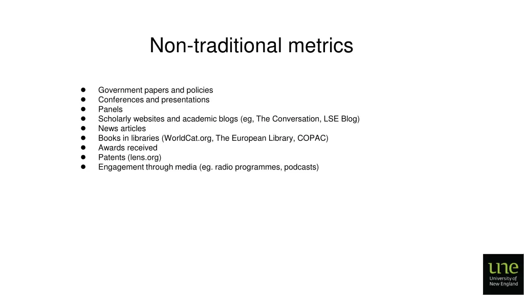 non traditional metrics