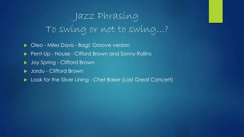 jazz phrasing to swing or not to swing