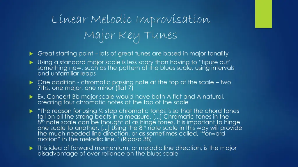 linear melodic improvisation major key tunes