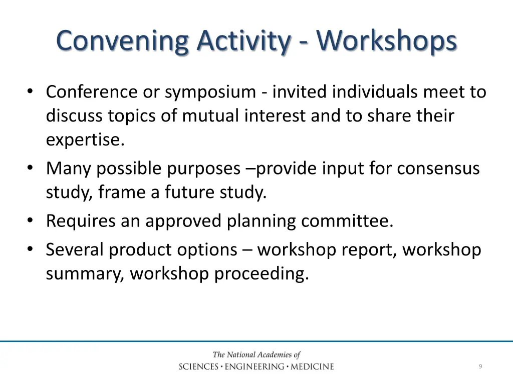 convening activity workshops