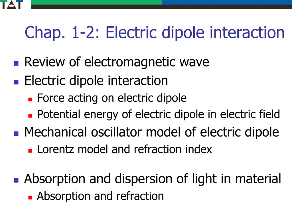 chap 1 2 electric dipole interaction