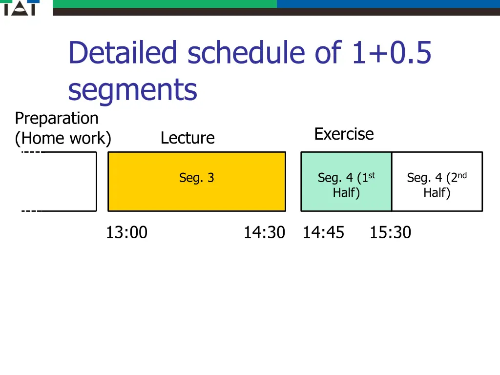 detailed schedule of 1 0 5 segments preparation