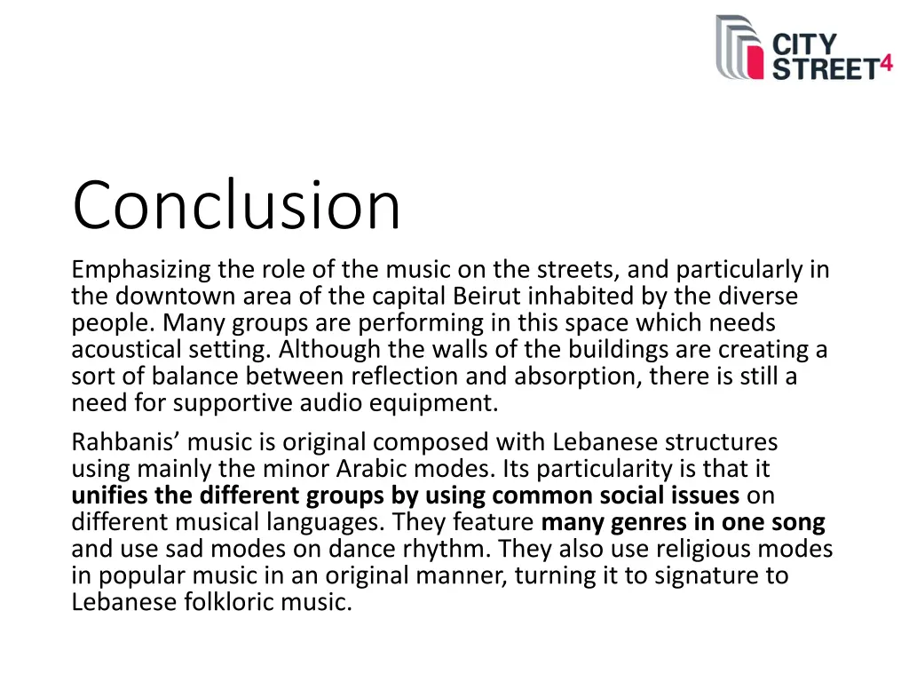 conclusion emphasizing the role of the music