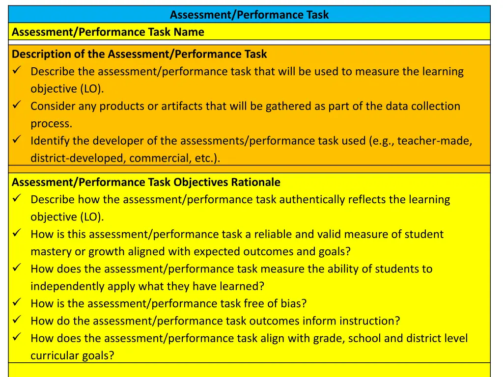 assessment performance task