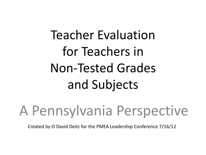 teacher evaluation for teachers in non tested